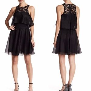 Betsey Johnson Women's Black Sleeveless Lace Popover Fit Flare Dress Size 12